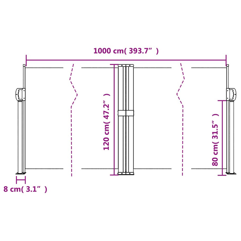 Retractable Side Awning Red 120x1000 cm