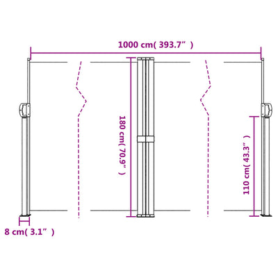 Retractable Side Awning Blue 180x1000 cm