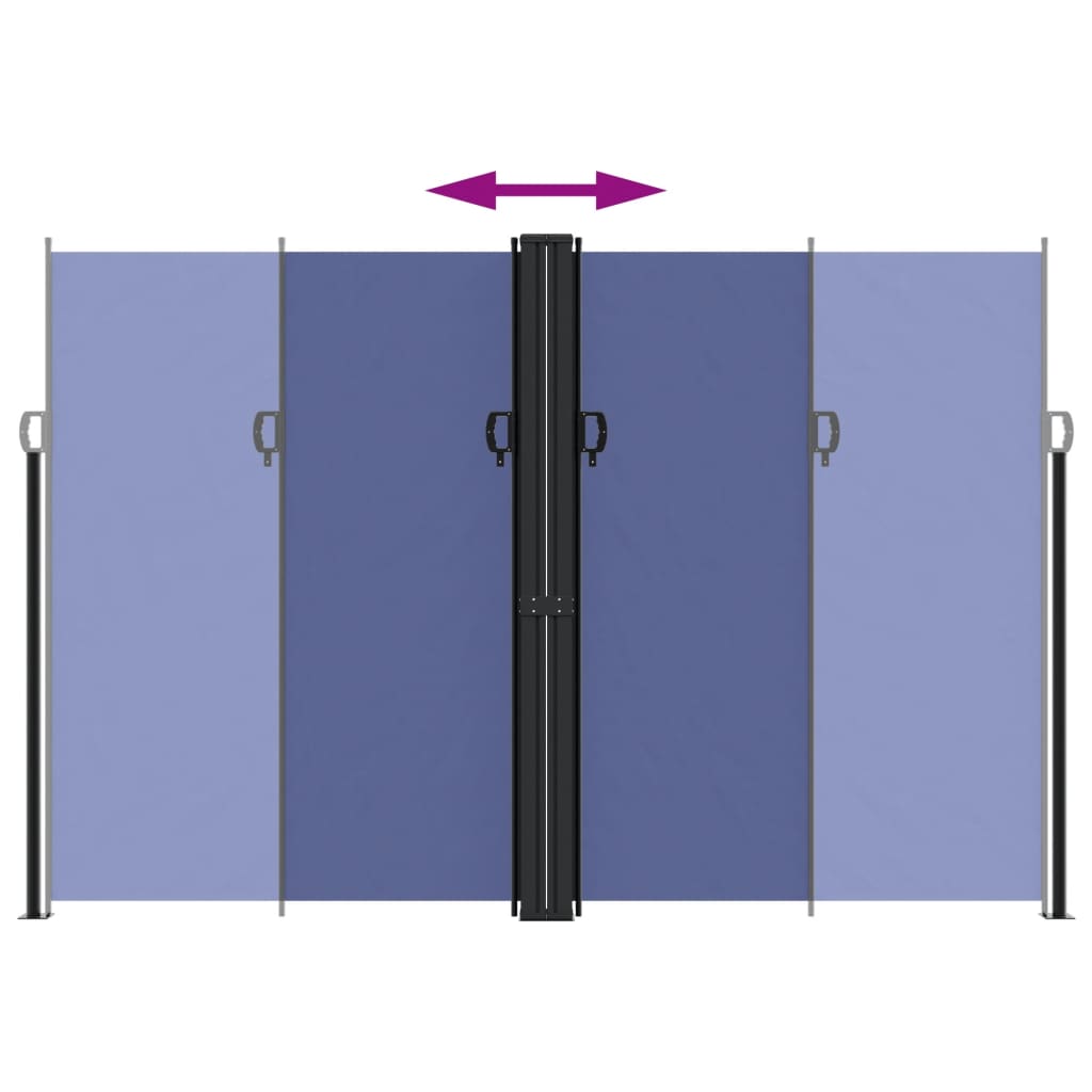 vidaXL Retractable Side Awning Blue 220x1000 cm 5