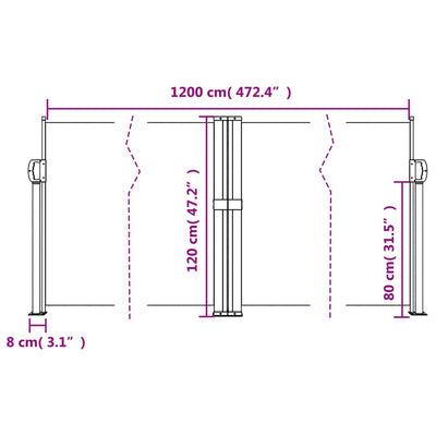 Retractable Side Awning Red 120x1200 cm