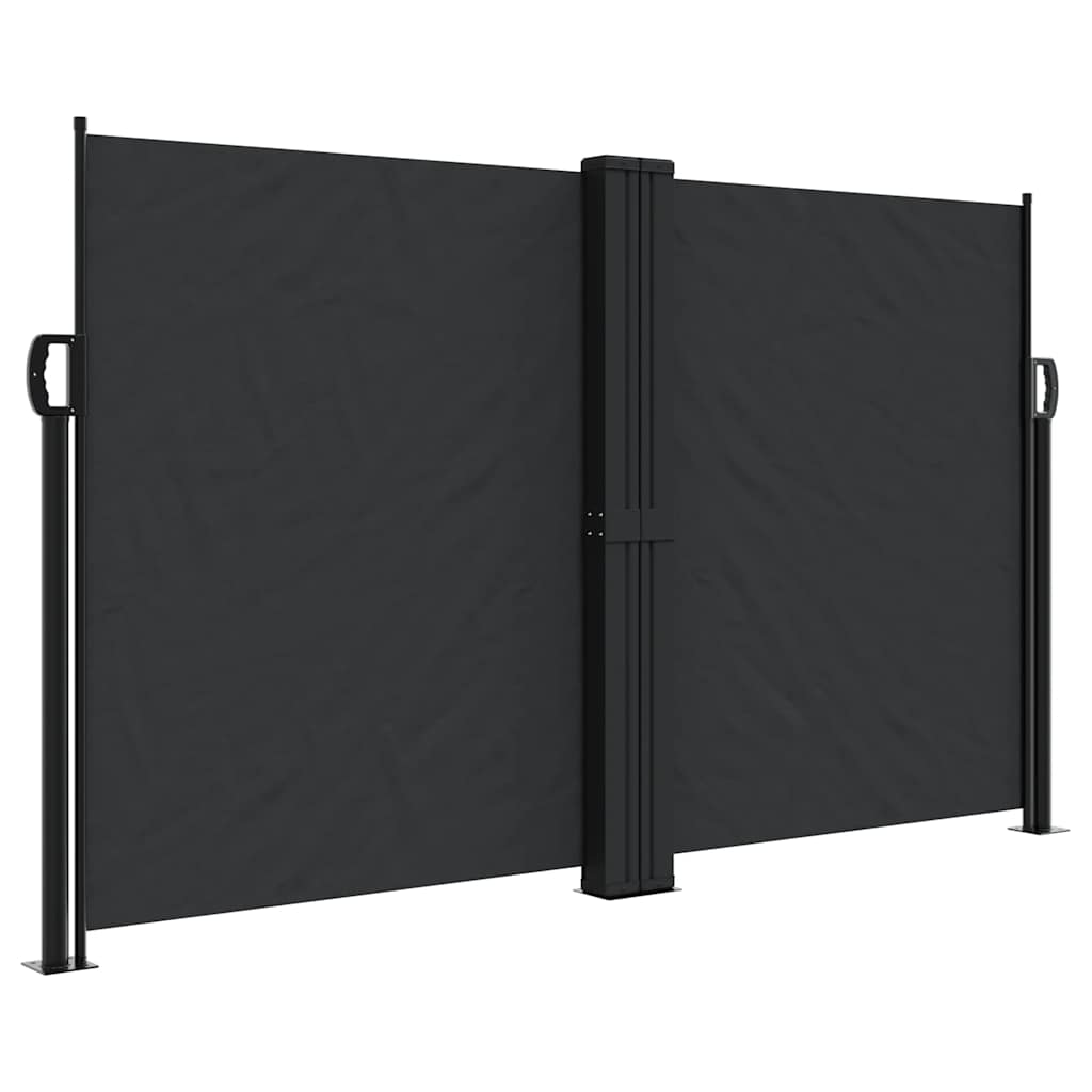 vidaXL Retractable Side Awning Black 140x1200 cm 2