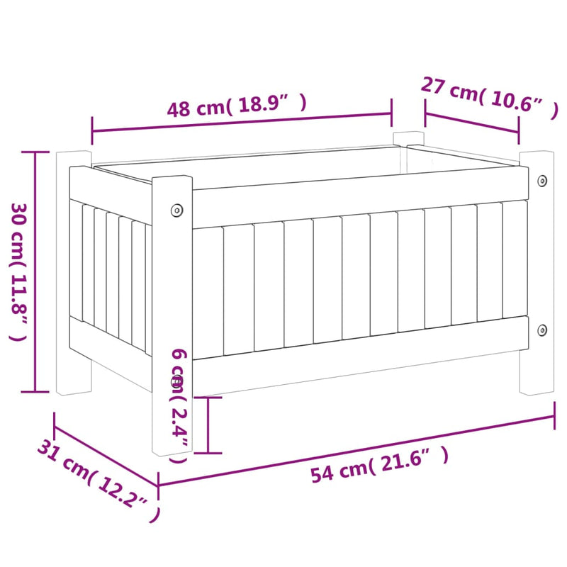 Garden Planter with Liner 54x31x30 cm Solid Wood Acacia