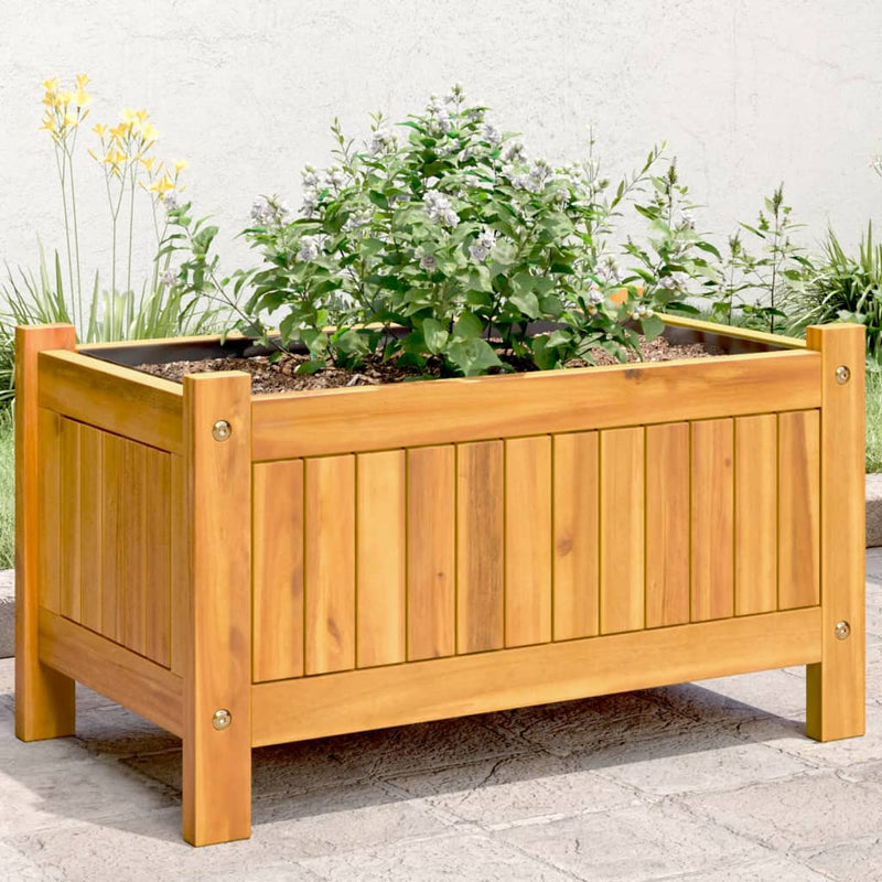 Garden Planter with Liner 54x31x30 cm Solid Wood Acacia