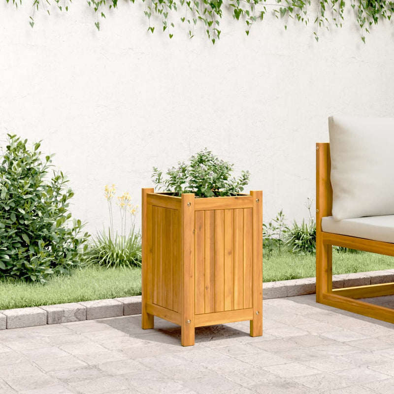 Garden Planter with Liner 31x31x50 cm Solid Wood Acacia