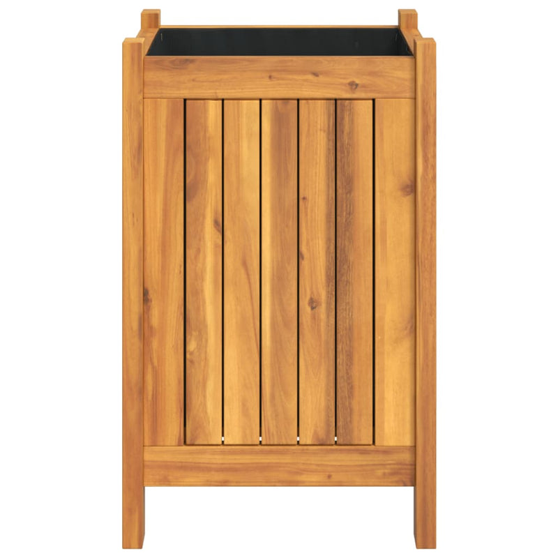 Garden Planter with Liner 31x31x50 cm Solid Wood Acacia