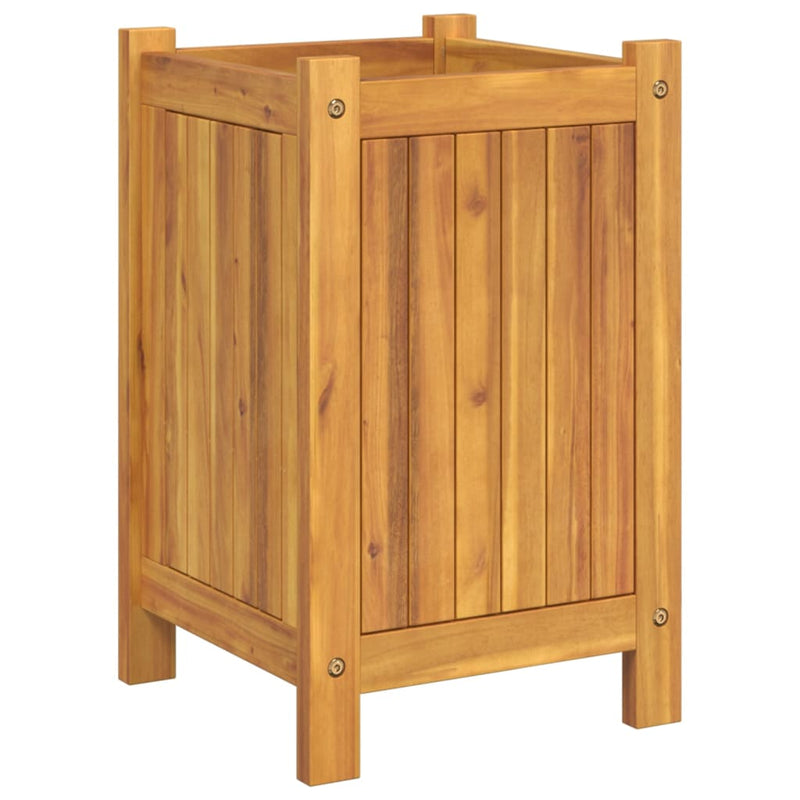 Garden Planter with Liner 31x31x50 cm Solid Wood Acacia