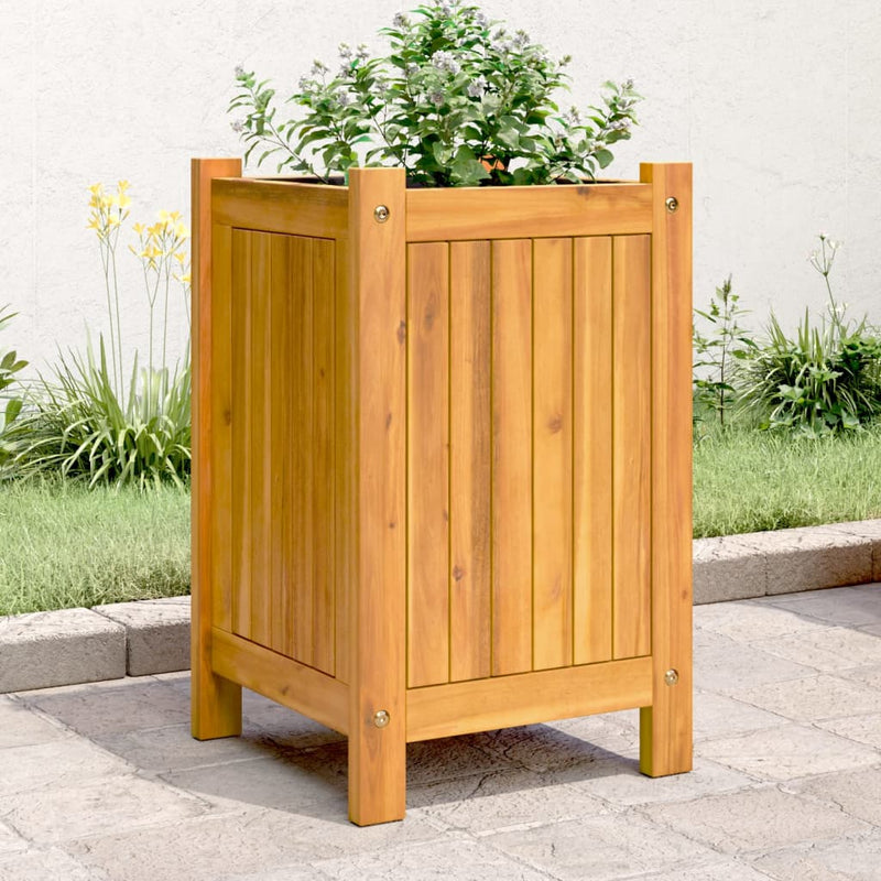 Garden Planter with Liner 31x31x50 cm Solid Wood Acacia