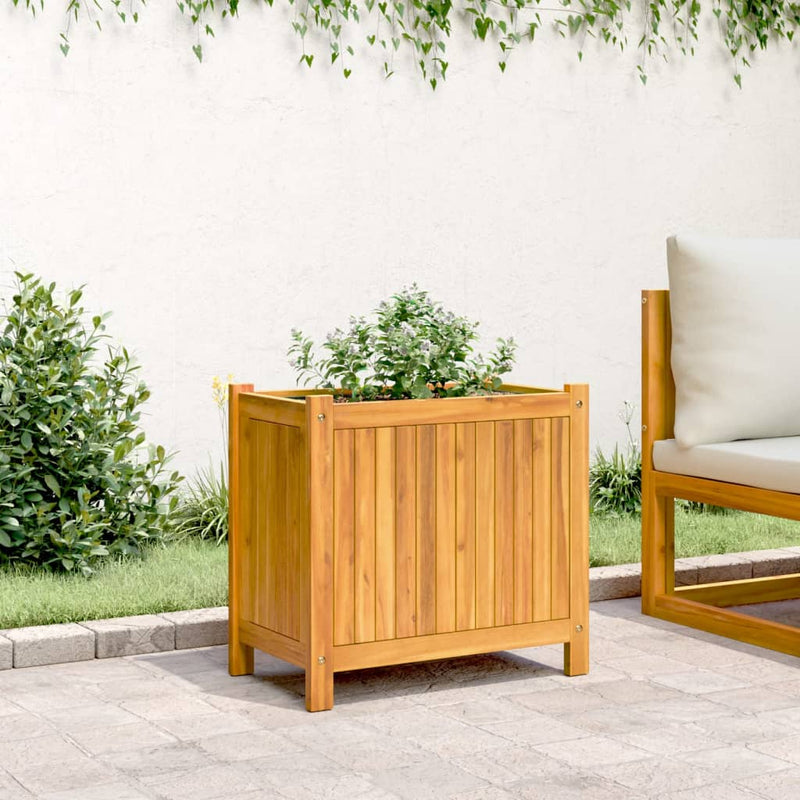 Garden Planter with Liner 54x31x50 cm Solid Wood Acacia