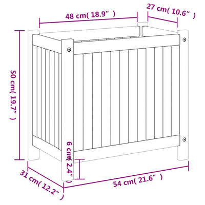 Garden Planter with Liner 54x31x50 cm Solid Wood Acacia