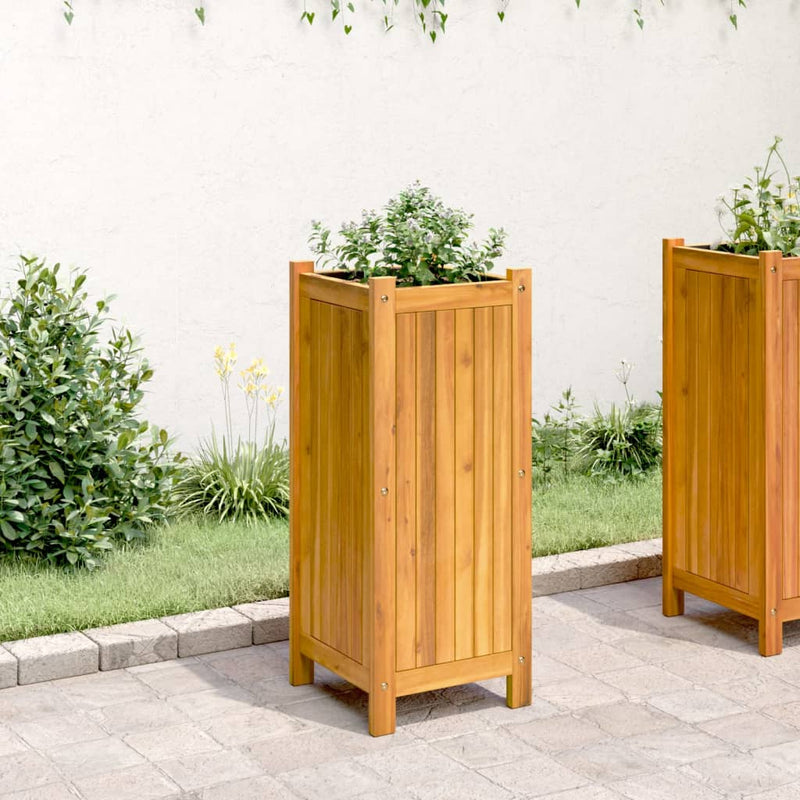 Garden Planter with Liner 31x31x75 cm Solid Wood Acacia