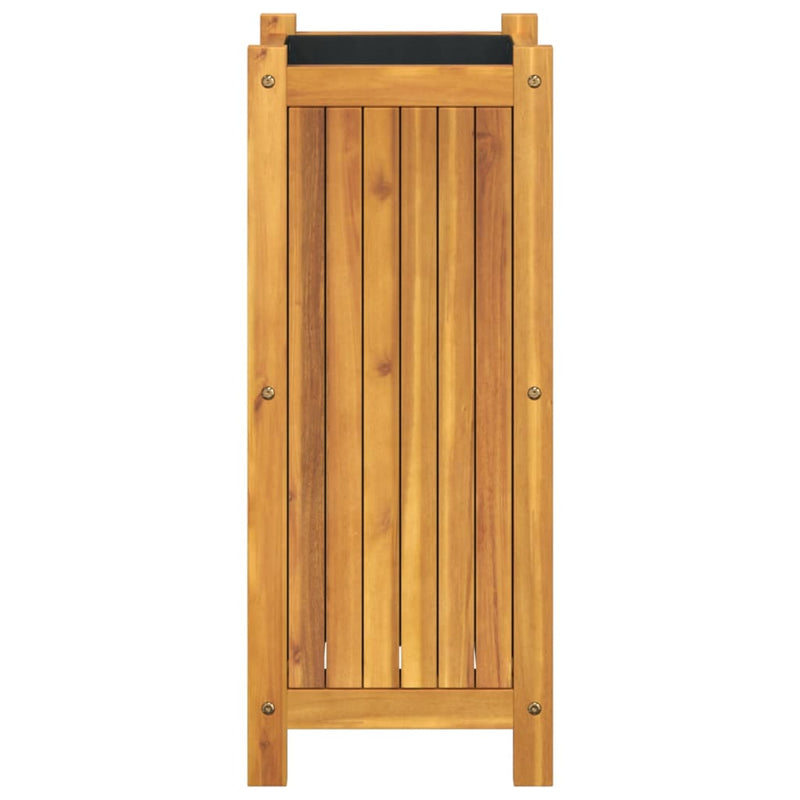 Garden Planter with Liner 31x31x75 cm Solid Wood Acacia