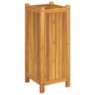 Garden Planter with Liner 31x31x75 cm Solid Wood Acacia