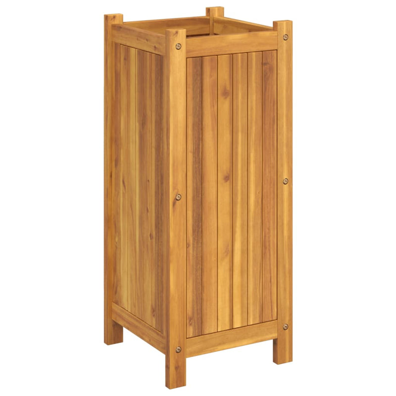 Garden Planter with Liner 31x31x75 cm Solid Wood Acacia