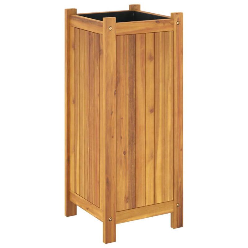 Garden Planter with Liner 31x31x75 cm Solid Wood Acacia