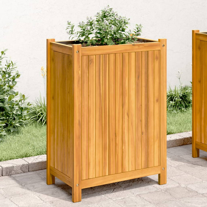 Garden Planter with Liner 31x31x75 cm Solid Wood Acacia