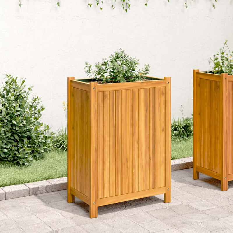 Garden Planter with Liner 54x31x75 cm Solid Wood Acacia