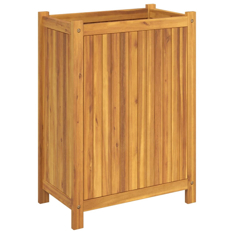 Garden Planter with Liner 54x31x75 cm Solid Wood Acacia