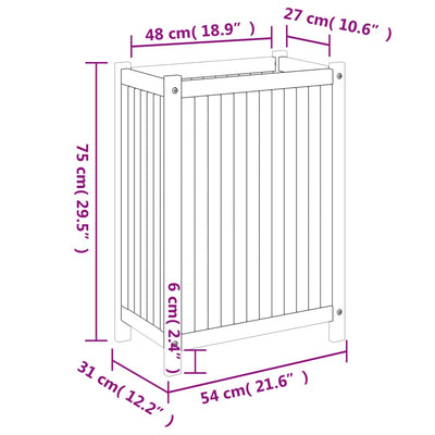 Garden Planter with Liner 54x31x75 cm Solid Wood Acacia