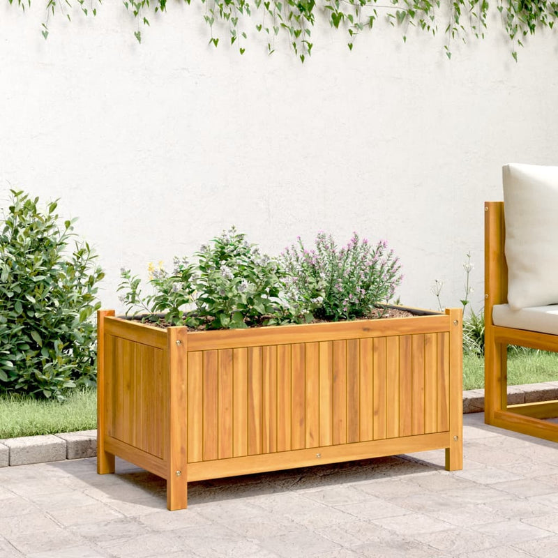 Garden Planter with Liner 80x42x40 cm Solid Wood Acacia