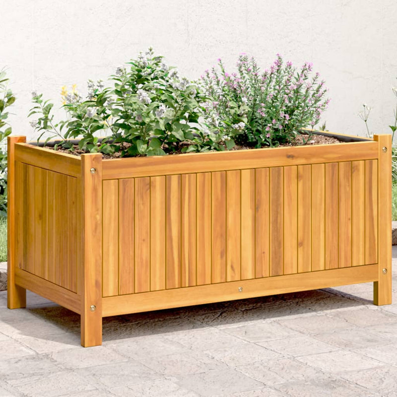 Garden Planter with Liner 80x42x40 cm Solid Wood Acacia