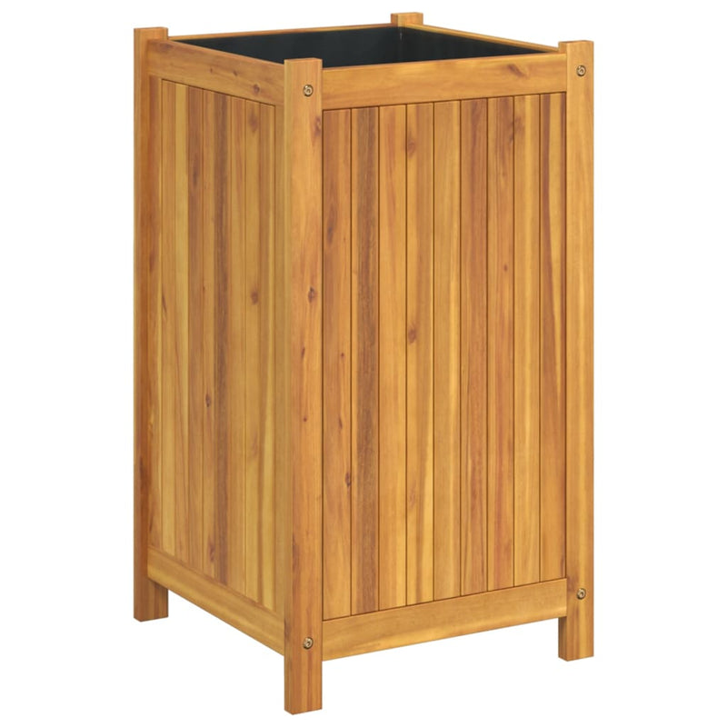 Garden Planter with Liner 42x42x75 cm Solid Wood Acacia