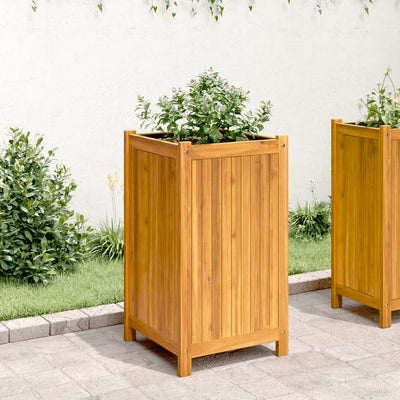 Garden Planter with Liner 42x42x75 cm Solid Wood Acacia