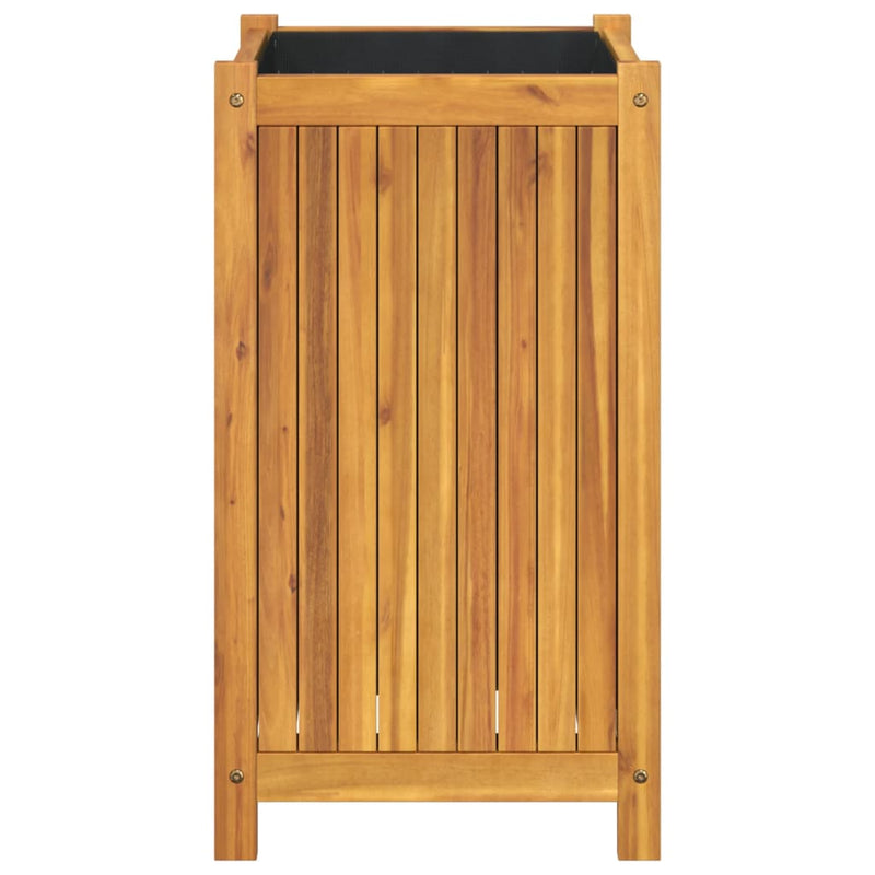 Garden Planter with Liner 42x42x75 cm Solid Wood Acacia