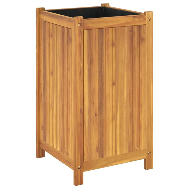 Garden Planter with Liner 42x42x75 cm Solid Wood Acacia