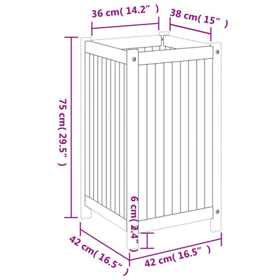 Garden Planter with Liner 42x42x75 cm Solid Wood Acacia