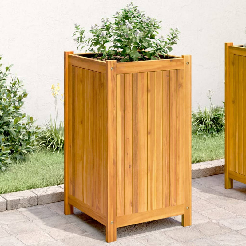 Garden Planter with Liner 42x42x75 cm Solid Wood Acacia