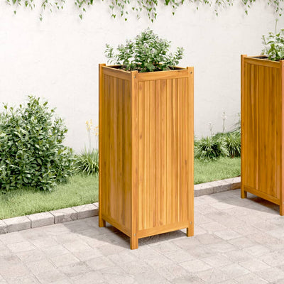 Garden Planter with Liner 42x42x100 cm Solid Wood Acacia