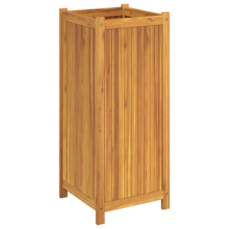 Garden Planter with Liner 42x42x100 cm Solid Wood Acacia