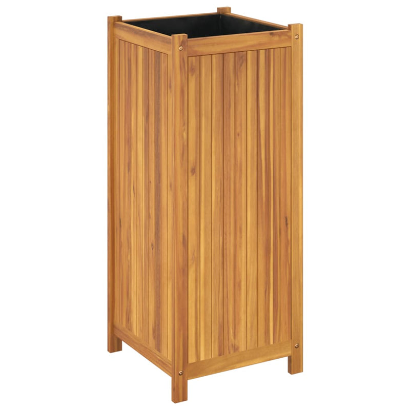 Garden Planter with Liner 42x42x100 cm Solid Wood Acacia