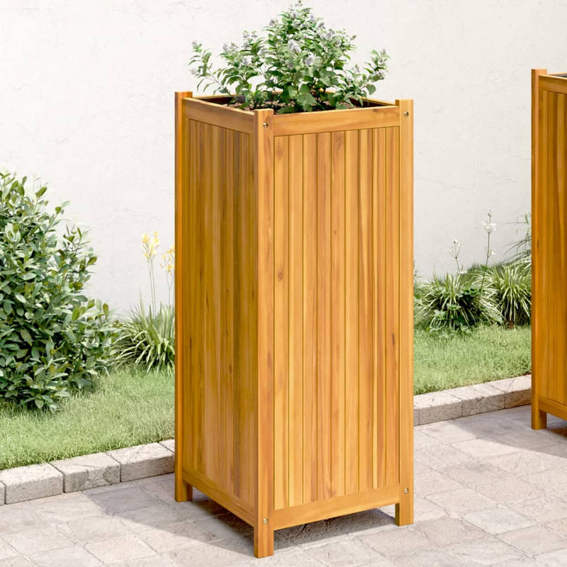 Garden Planter with Liner 42x42x100 cm Solid Wood Acacia