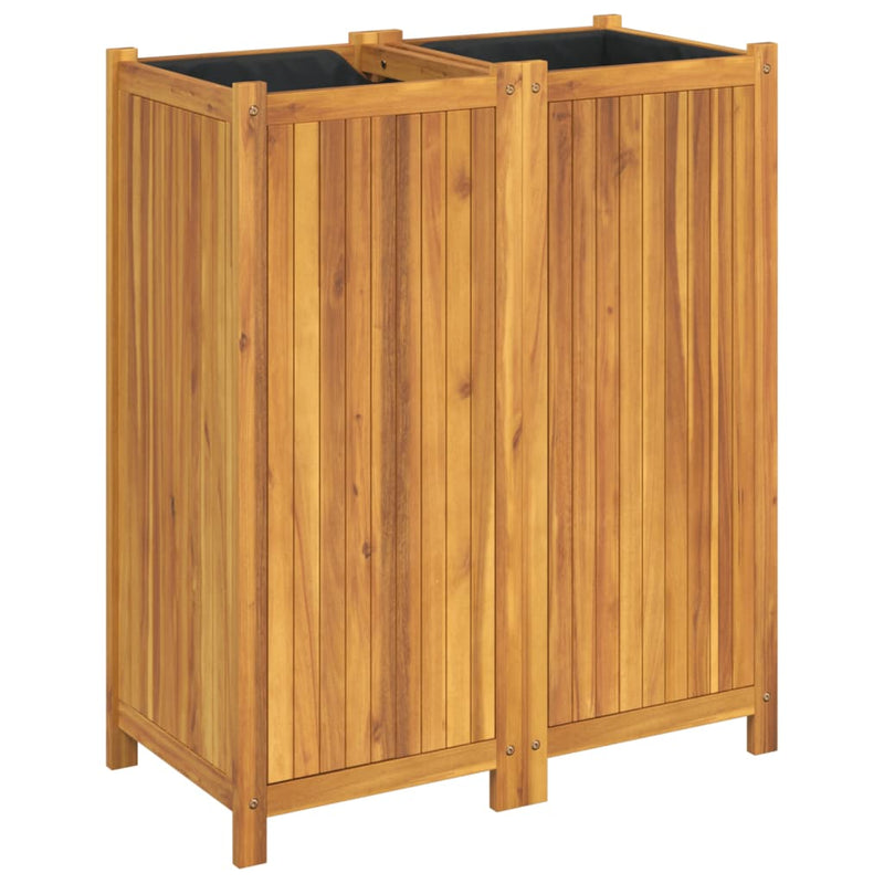 Garden Planter with Liner 84x42x100 cm Solid Wood Acacia