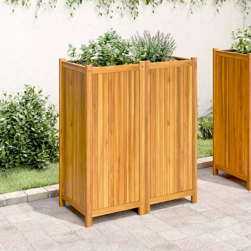 Garden Planter with Liner 84x42x100 cm Solid Wood Acacia