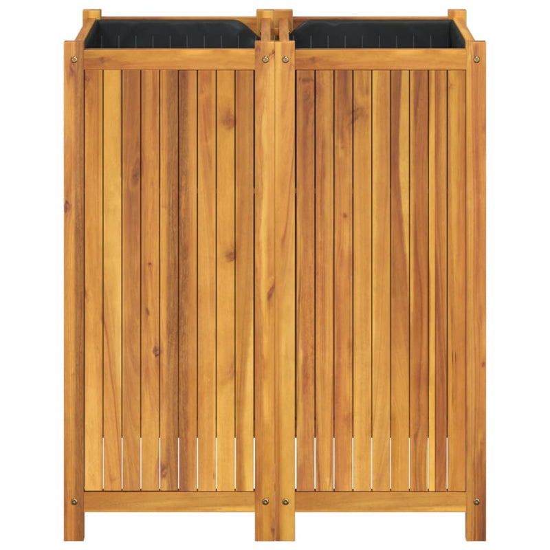 Garden Planter with Liner 84x42x100 cm Solid Wood Acacia