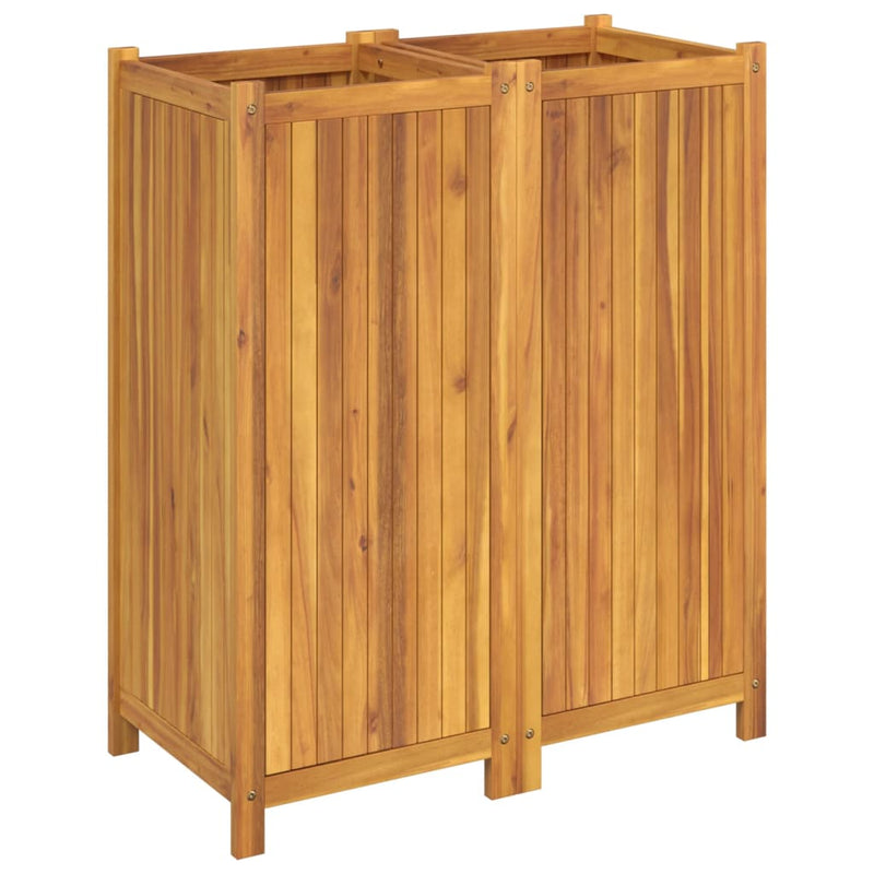 Garden Planter with Liner 84x42x100 cm Solid Wood Acacia