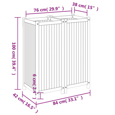 Garden Planter with Liner 84x42x100 cm Solid Wood Acacia