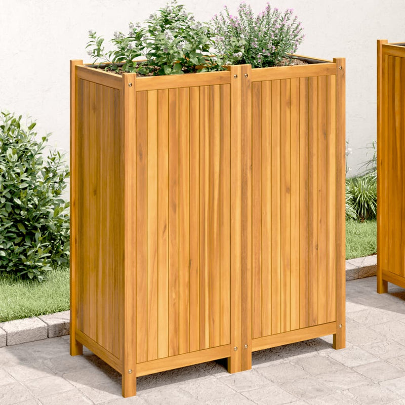 Garden Planter with Liner 84x42x100 cm Solid Wood Acacia