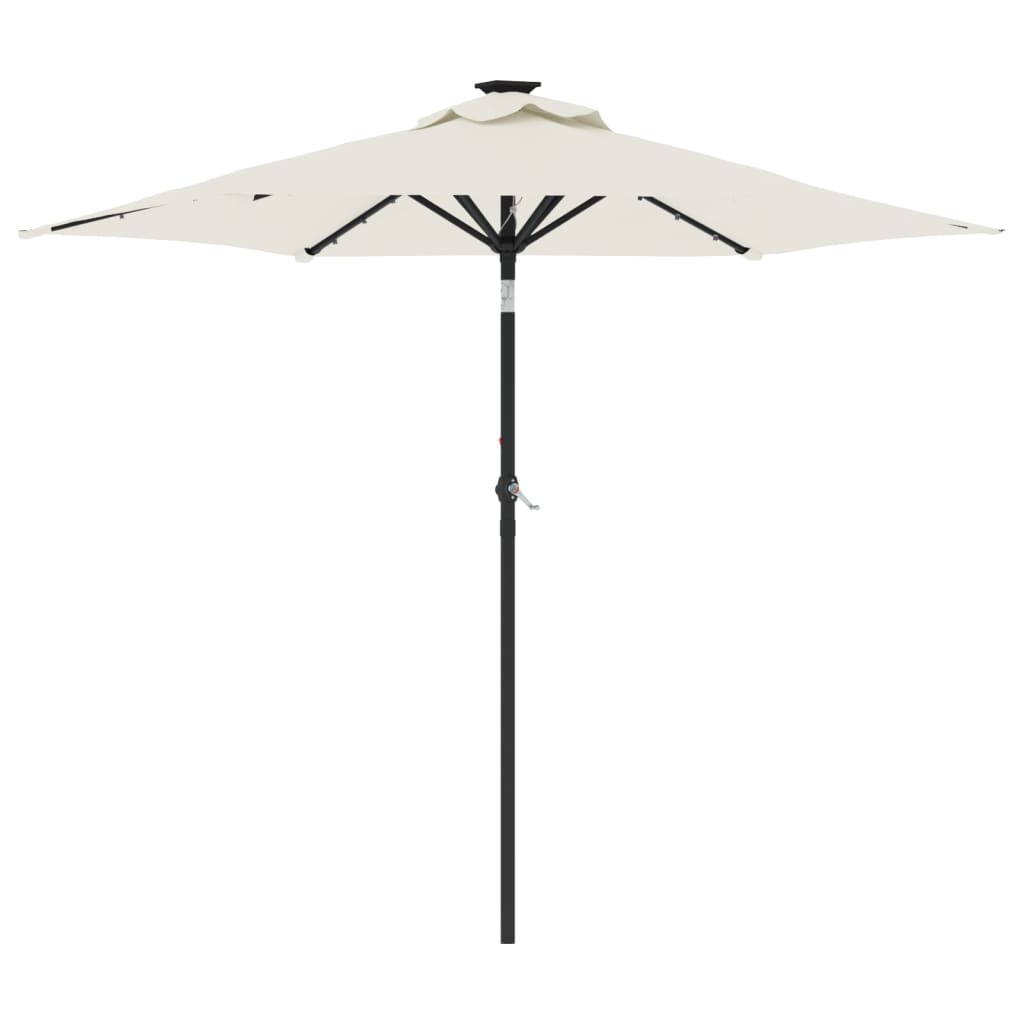 Garden Parasol with LEDs&Steel Pole 225x225x212cm White