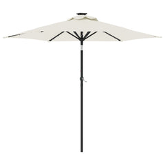 Garden Parasol with LEDs&Steel Pole 225x225x212cm White