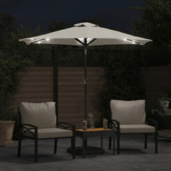 Garden Parasol with LEDs&Steel Pole 225x225x212cm White