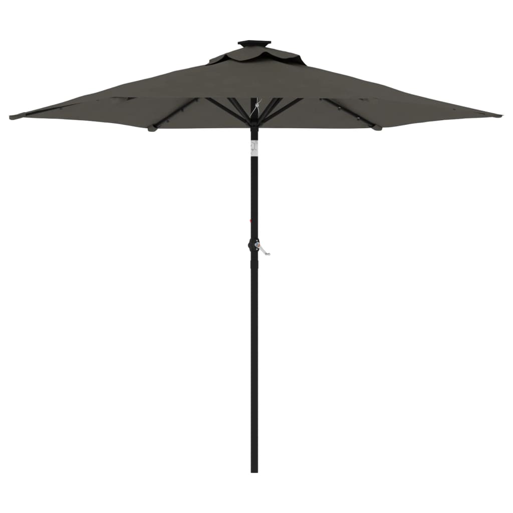 Garden Parasol with LEDs&Steel Pole 225x225x212cm Anthracite
