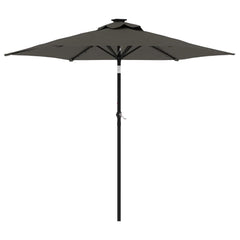 Garden Parasol with LEDs&Steel Pole 225x225x212cm Anthracite