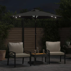 Garden Parasol with LEDs&Steel Pole 225x225x212cm Anthracite