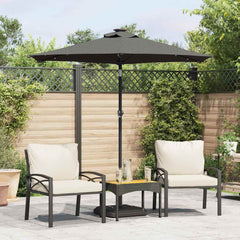 Garden Parasol with LEDs&Steel Pole 225x225x212cm Anthracite
