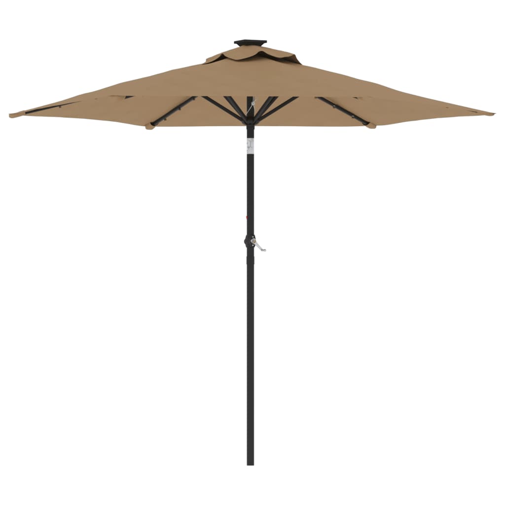 vidaXL Garden Parasol with LEDs and Steel Pole Taupe 225x225x212cm 2