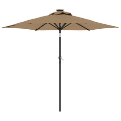 vidaXL Garden Parasol with LEDs and Steel Pole Taupe 225x225x212cm 2