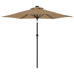 vidaXL Garden Parasol with LEDs and Steel Pole Taupe 225x225x212cm 5